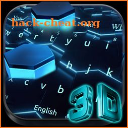 3D Live Blue Neon Hexagon Tech Keyboard icon