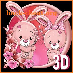 3d pink rabbit icon