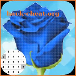 Blue Rose Flowers Color By Number-PixelArt icon