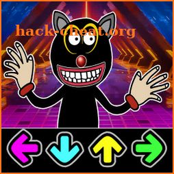 Cartoon black cat FNF Battle icon