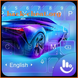 Cool Neon Blue Sports Car Keyboard Theme icon