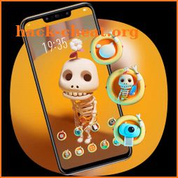 Cute Cartoon Skull With A Flower theme icon