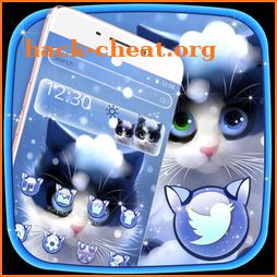 Cute Furry Snow Cat Theme icon