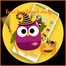 Cute Purple Owl Yellow Wallpaper Theme icon