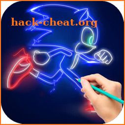 draw glow neon soni the hedgehogs cartoon icon