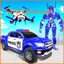 Flying Police Drone Robot Car Transform Robot Game icon