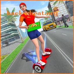 Hover Board Pizza Delivery Girl icon