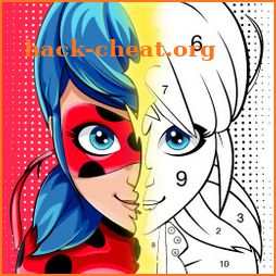 Miraculous Ladybug & Cat Noir. Color by number icon