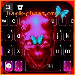 Neon Glitch Skull Keyboard Background icon