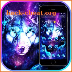 Neon Glitter Galaxy Wolf Launcher Theme icon