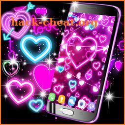 Neon hearts live wallpaper icon