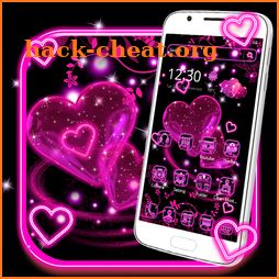 Neon pink heart theme icon