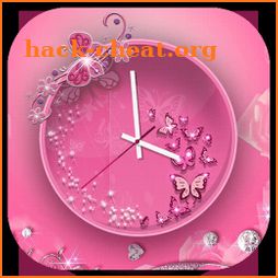 Pink Butterfly Clock Live Wallpaper icon