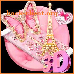 Pink Kitty Eiffel Butterfly 3D Theme icon