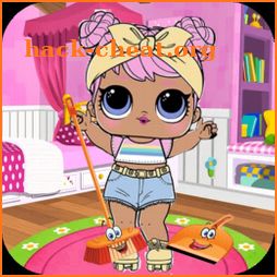 Princess Dolls Pink Cleaning icon