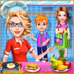 School kids cooking breakfast icon