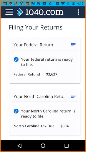 1040.com Income Tax Filing App screenshot