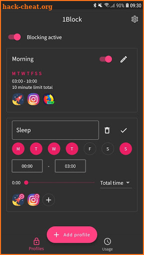 1Block - no ads app timer and device usage screenshot