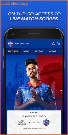 2020 Official Delhi Capitals app screenshot