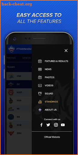 2020 Official Delhi Capitals app screenshot