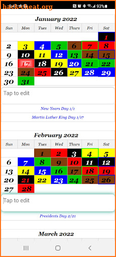 2022 ColorCal USPS Letter Carrier SDO Calendar screenshot