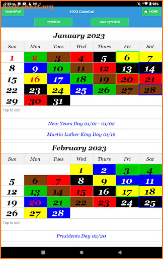 2023 USPS Carrier Calendar screenshot