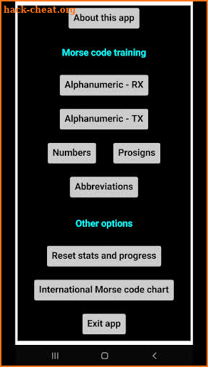 30 WPM CW Morse code trainer screenshot