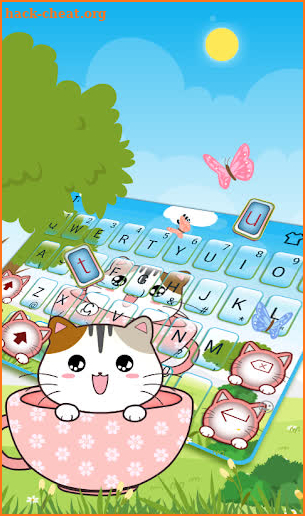 3D adorable cup cat Keyboard Theme screenshot