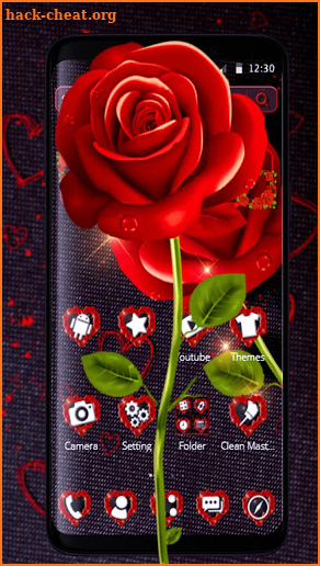 3D Black And Red Rose Theme screenshot