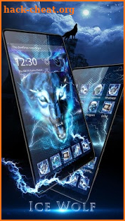 3D blue fire Ice wolf launcher theme screenshot