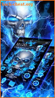 3D Blue Fire Skull Theme Launcher screenshot