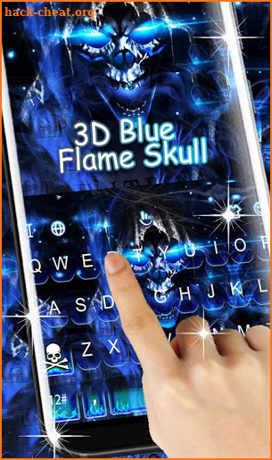 3D Blue Flame Skull Keyboard Theme screenshot