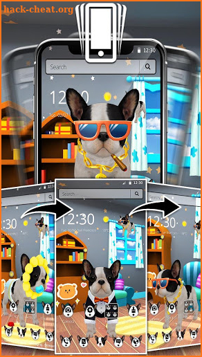 3D Cute French Bulldog Theme screenshot