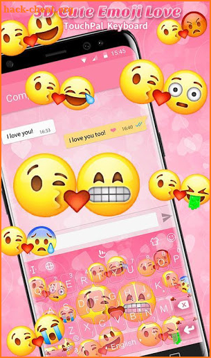 3D Cute Funny Emoji Love Keyboard Theme screenshot