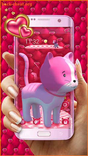 3D Cute Pink Kitty Launcher Theme screenshot