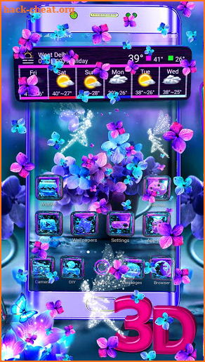 3D Fairy Bouquet Glass Tech Theme screenshot