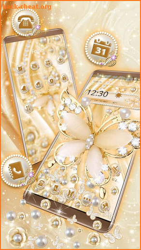 3D Golden Pearl Flower Gravity Theme screenshot