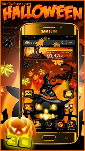 3D Halloween Glass Night Theme screenshot