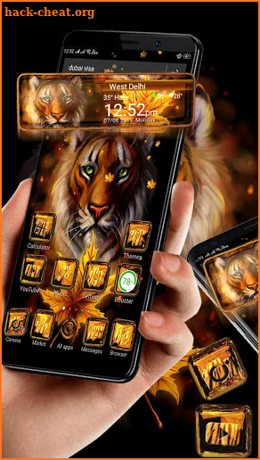 3D Mighty Tiger King Glass Tech Theme screenshot