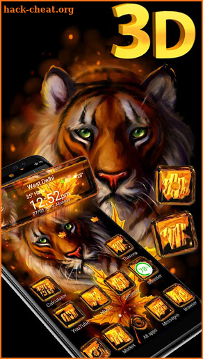 3D Mighty Tiger King Glass Tech Theme screenshot