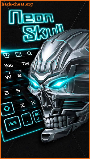 3D Neon Blue Skull Keyboard screenshot