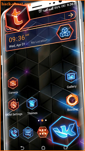 3D Neon Hexa Launcher Theme screenshot