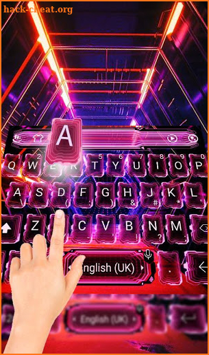 3D Neon Red Hologram Keyboard Theme screenshot