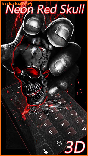 3D Neon Red Skull Keyboard screenshot