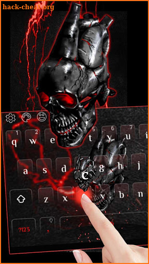 3D Neon Red Skull Keyboard screenshot