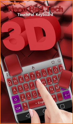 3D Neon Red Tech Keyboard Theme screenshot