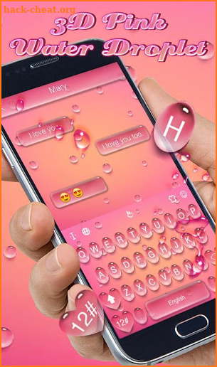 3D Pink Water Droplets Keyboard Theme screenshot