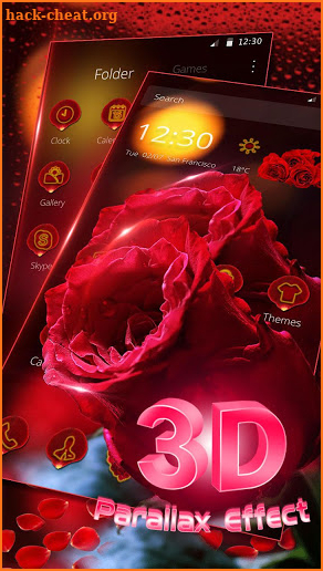 3D Red Rose Parallax Theme screenshot