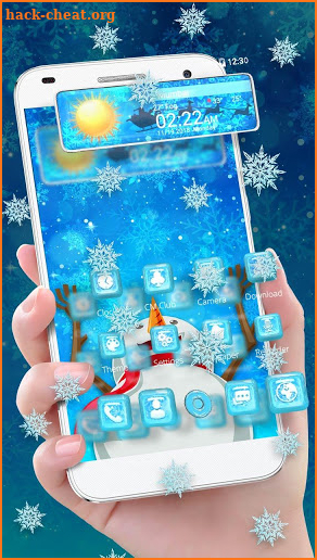 3D  Snowman Winter Snowflakes Glass Theme screenshot