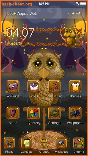 3D Starry Night Owl Launcher Theme screenshot